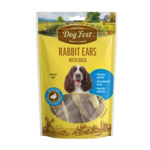 dog fest rabbit ears with duck 90g